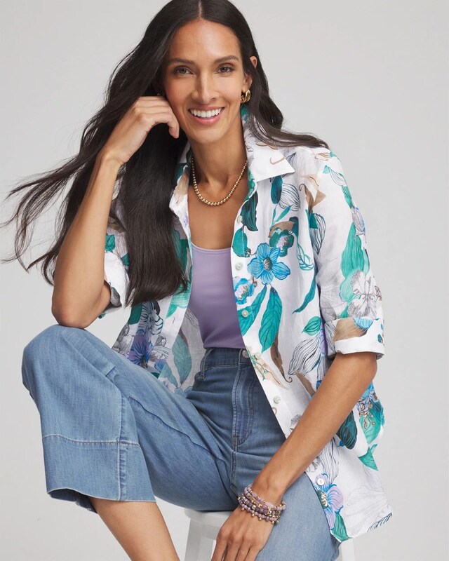 No Iron Floral Linen Shirt - image 2